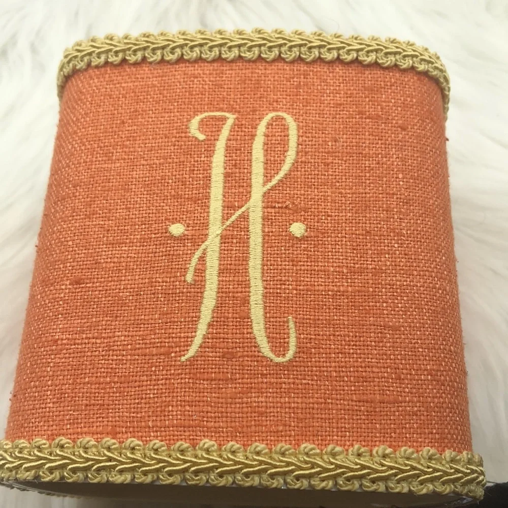 Vintage Jan Sevadjian Designs Monogram H Linen Tissue Box Cover Dallas TX